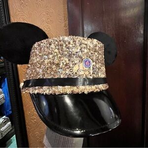 70th Anniversary Gold Sequin Conductor Hat with Black Ears